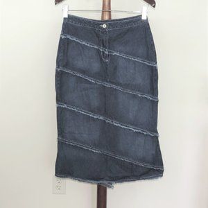 Me and You tiered denim midi skirt